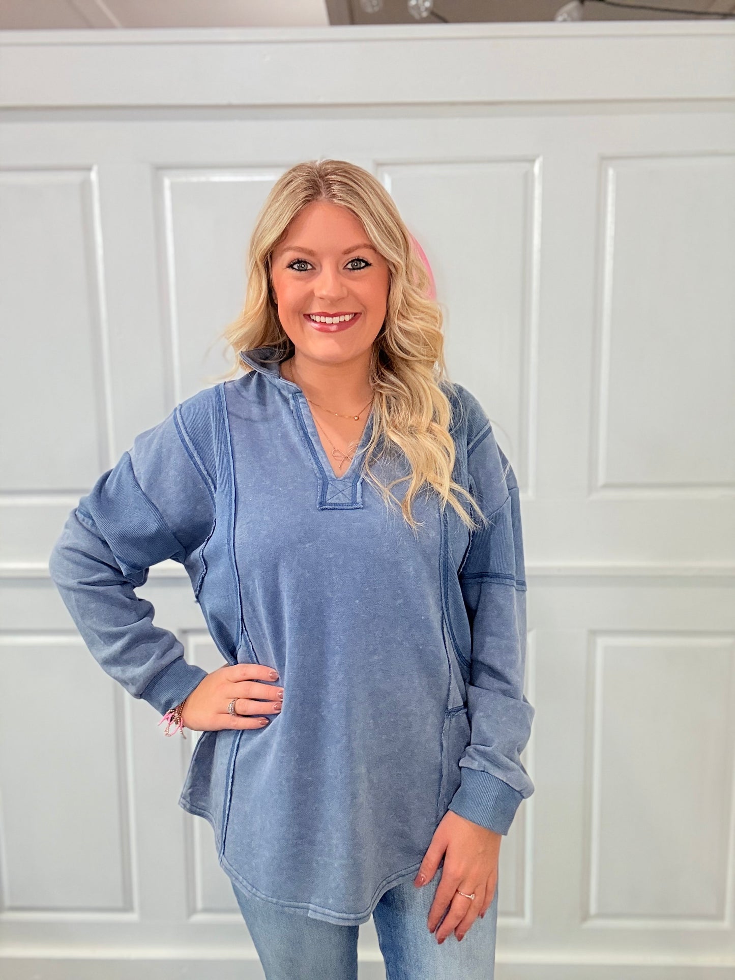 Denim Washed Oversized Top