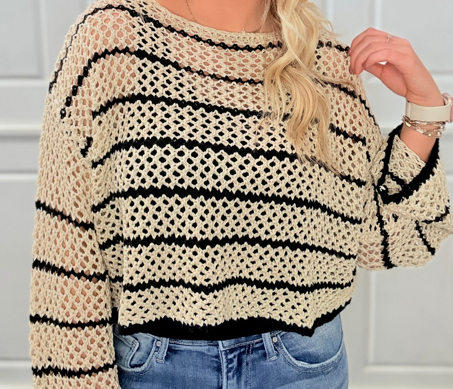 Cream and Black Lightweight Sweater