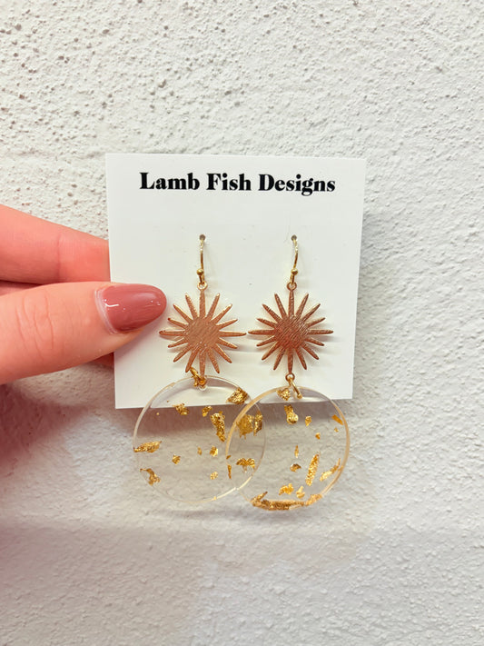 Gold Flake Starburst Earrings
