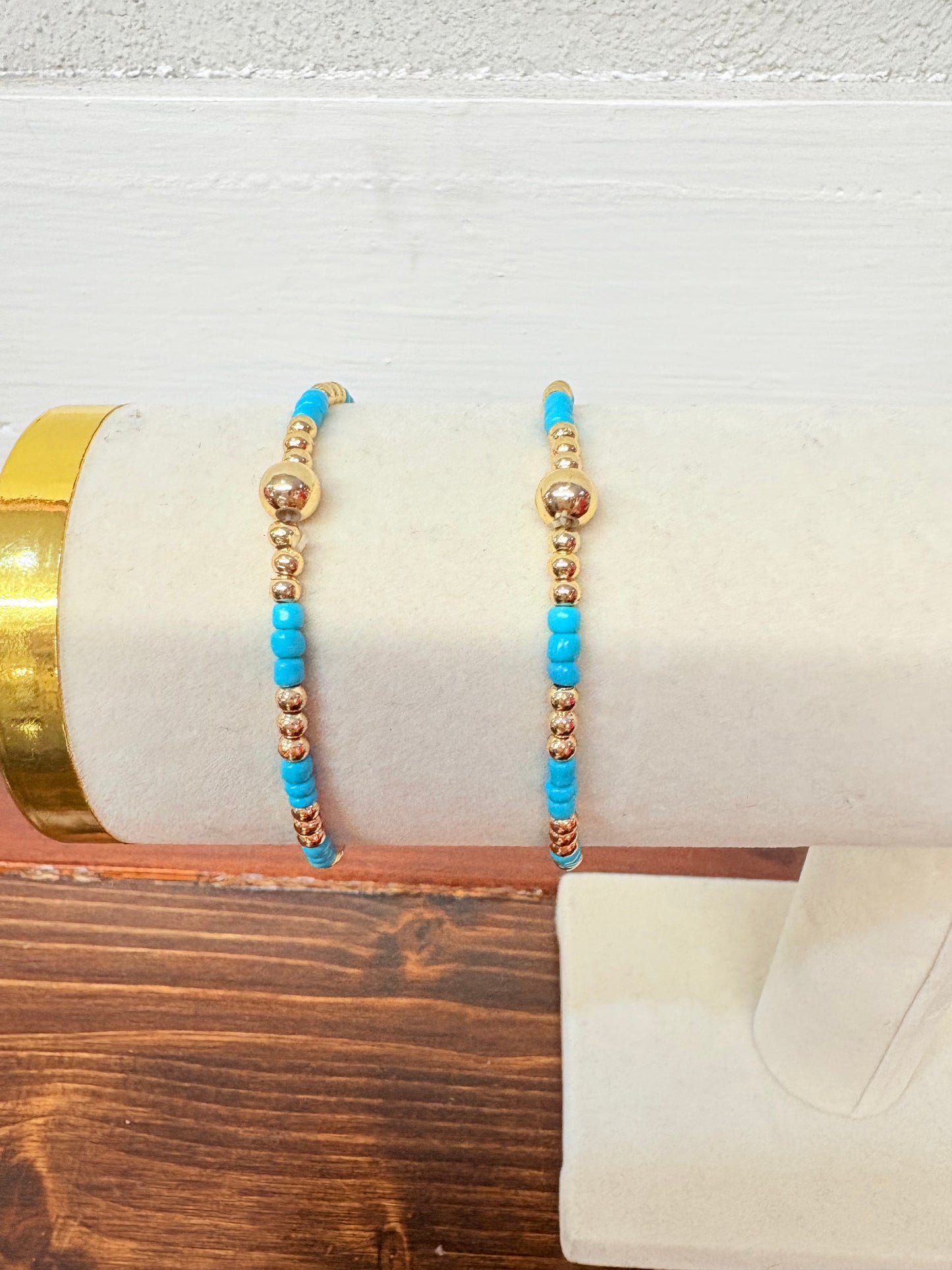 Amber Blue Beaded Bracelet