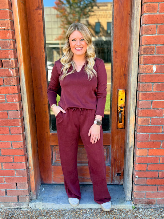 Maroon Polo Pants Set