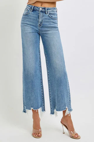 Plus High Rise Crop Straight Jeans