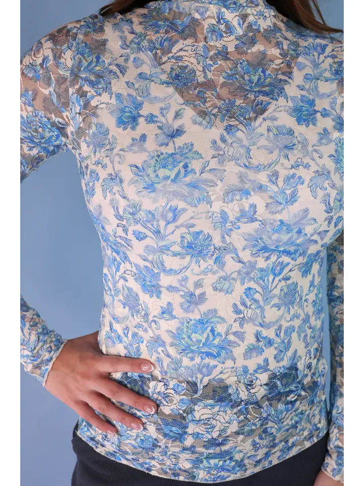 Kylie Lace Top-Blue