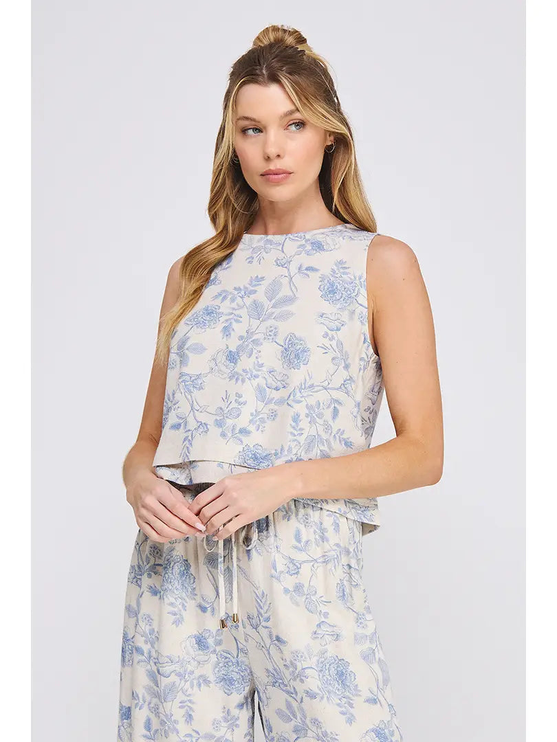 Printed Soft Linen Tank