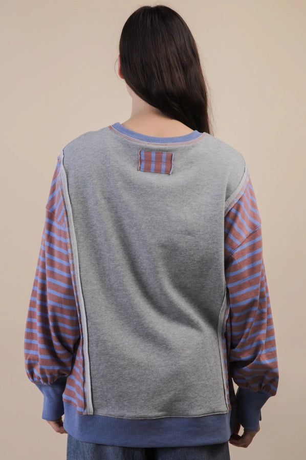 Plus Oversized Grey and Red Top
