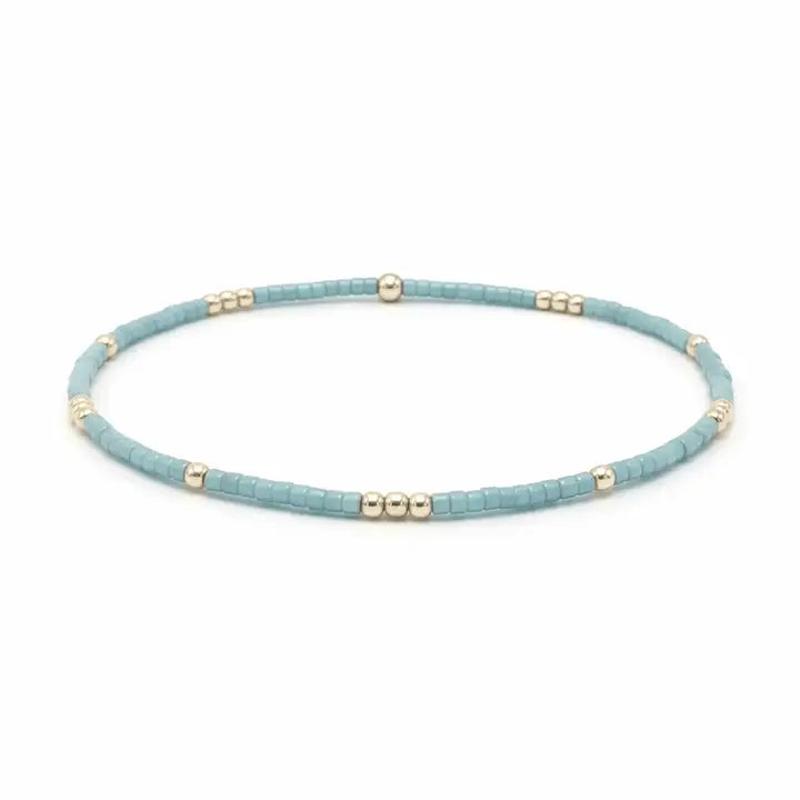 2mm Newport Pale Turquoise Blue + Gold Filled Waterproof Bracelet
