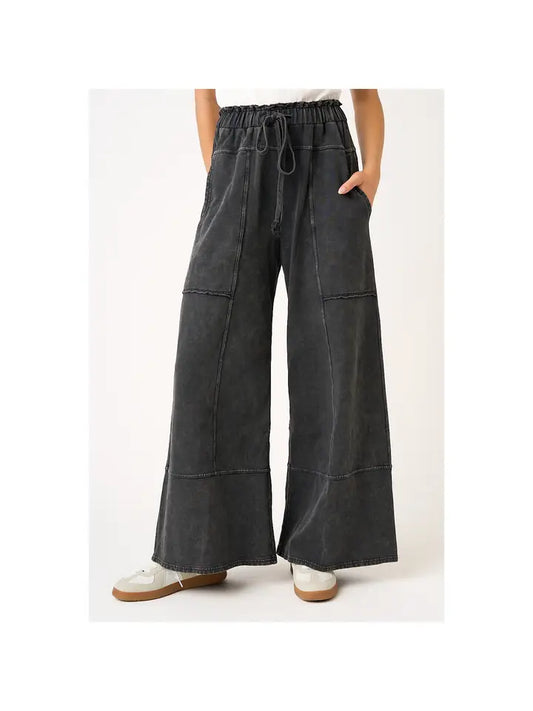 Black Mineral Wash Pants