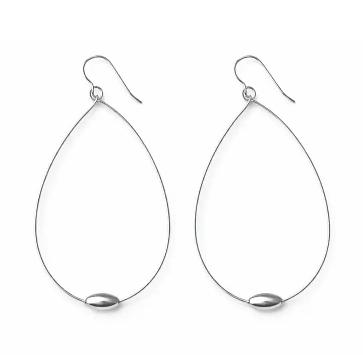 Single Oval Sterling Silver Teardrop Earring