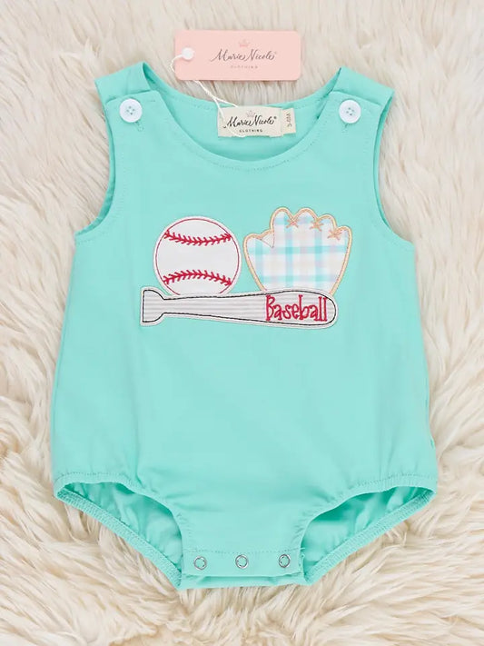 Rookie League Baseball Embroidered Cotton Romper