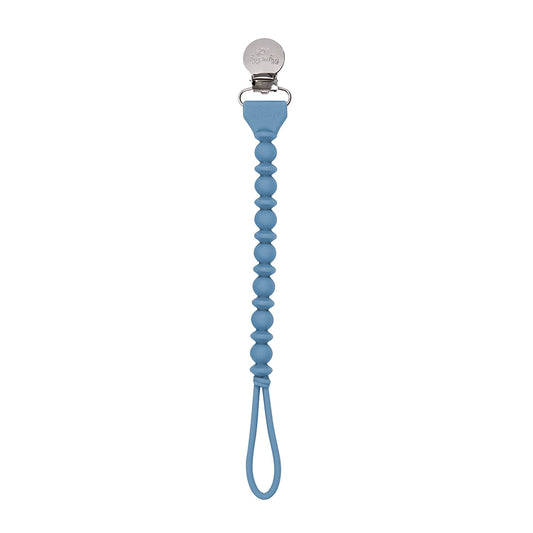 Blue Silicone One-Piece Pacifier Clip