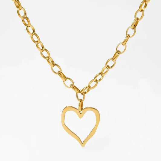 18K Stainless Steek Tarnish Free Heart Necklace