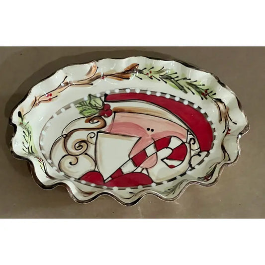 Small Oval Tray (Santa Holly)