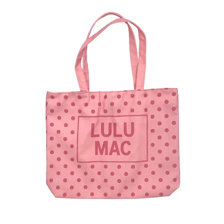 Lulu Mac Hot Pink with Light Pink Dots Tote Bag