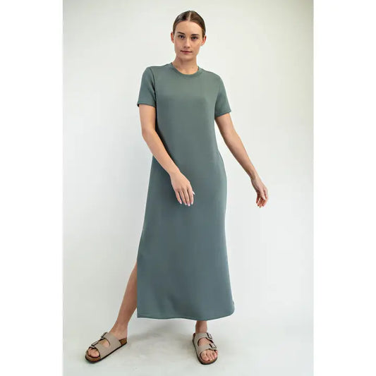 Sage Leaf Scuba Maxi Dress