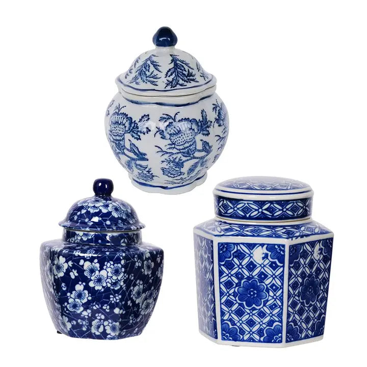 Blue & White Porcelain Decorative Jars
