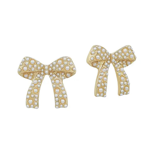 Gold Metal Bow with Pearl Accents