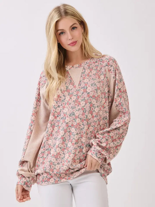 Floral Ribbed Top