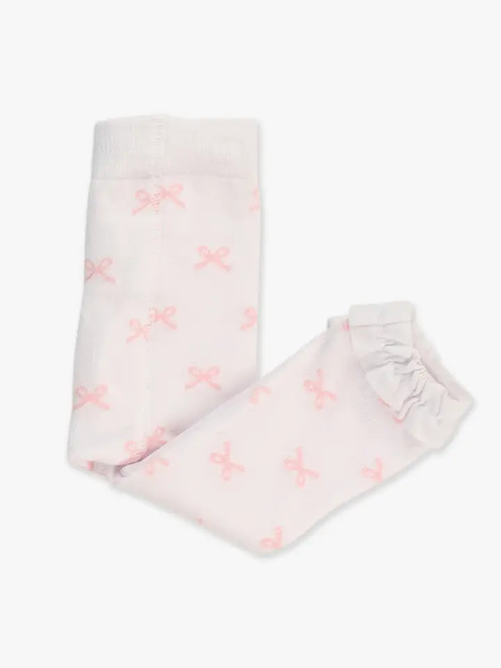 Girls Pink Bows Patterned Footless Tights