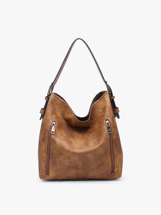 Alexa Distress Brown 2 -in- 1 Hobo Bag