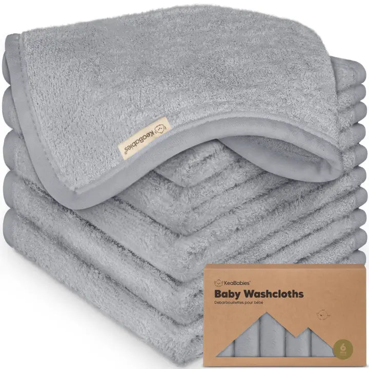 6-Pack Baby Wash Cloths - Cool Gray
