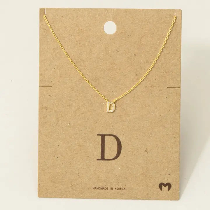 Mini Rhinestone Initial Necklace