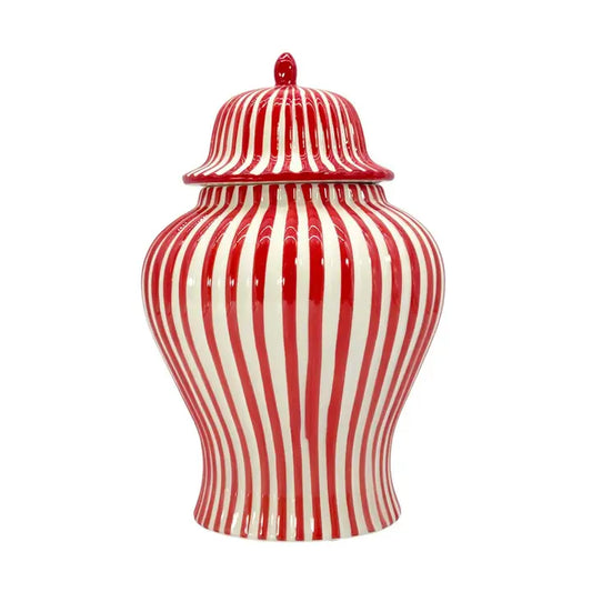 12" Candy Cane Striped Ceramic Vase
