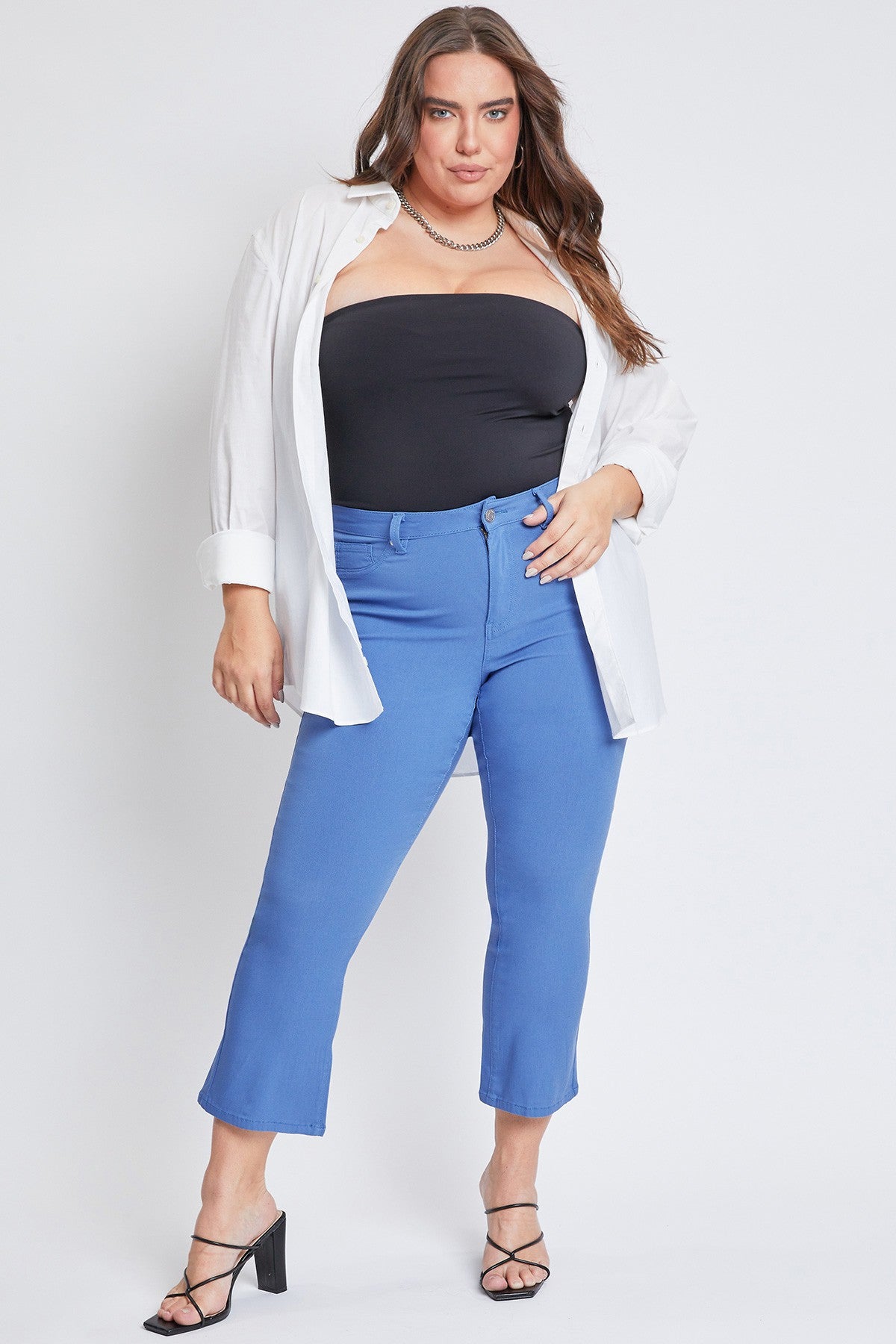 YMI Plus Blue Bay Cropped Kick Flares