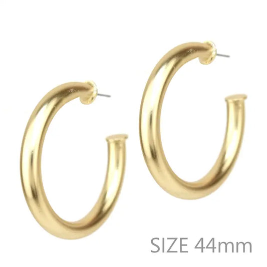 Satin Gold Stud Hoop Earring