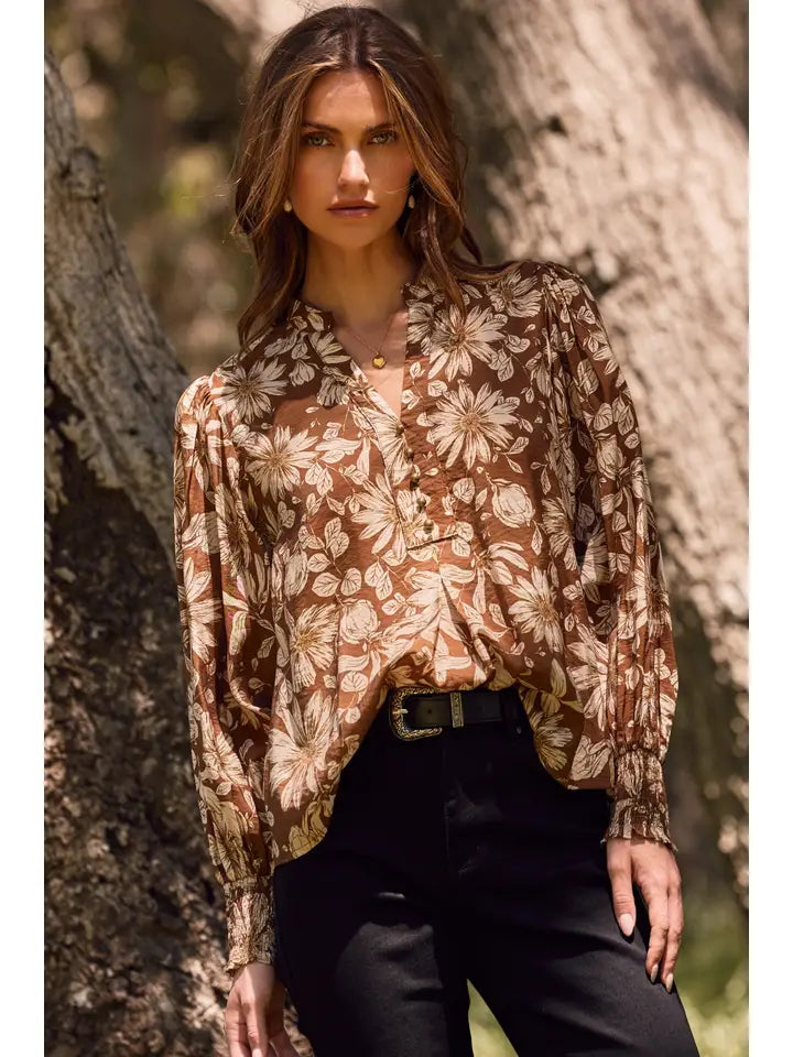 Sheer Floral Printed Blouse