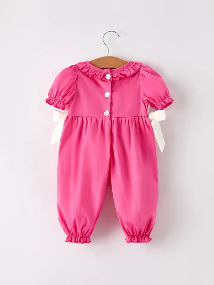 Pink Smocked Church Romper