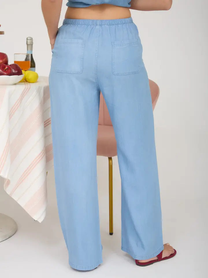 Chambray Drawstring Pants