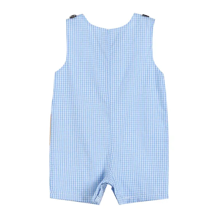 Blue Gingham Puppy Shortalls