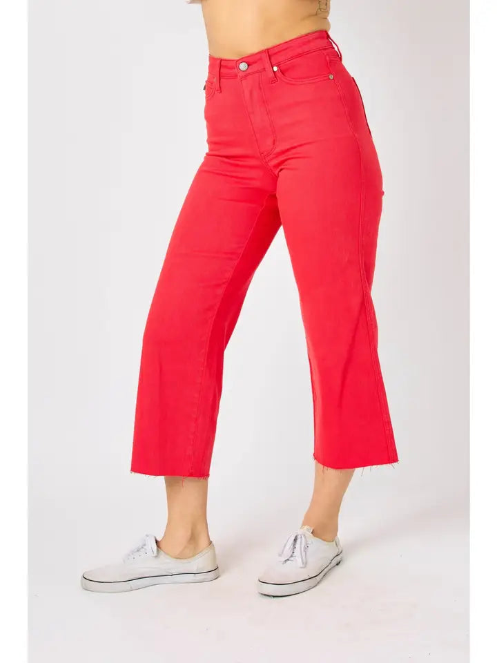 Judy Blue Red Garmet Dyed Tummy Control Jeans