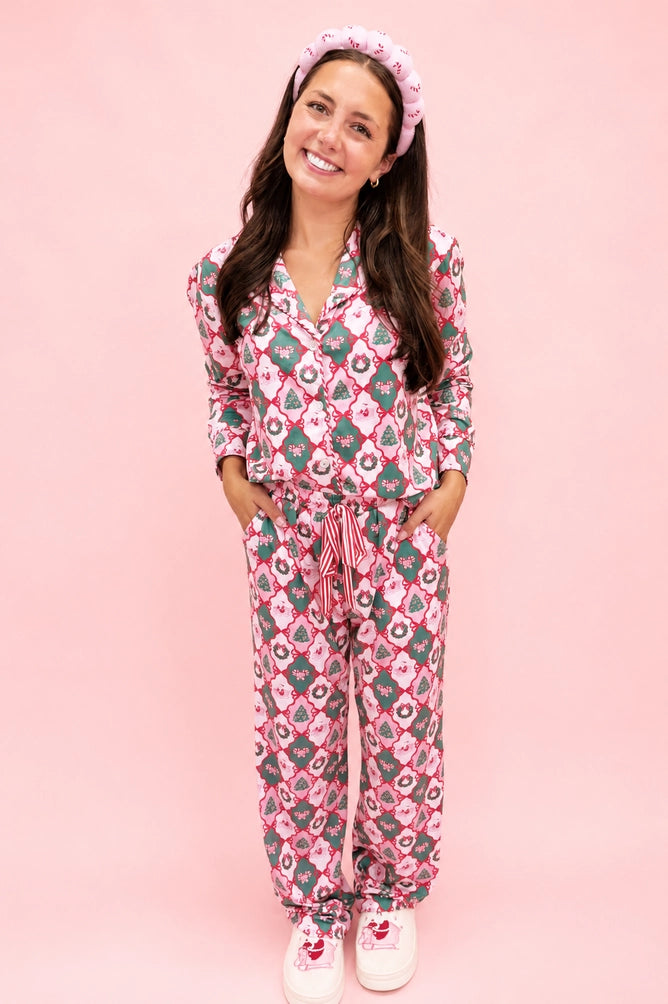 Santa's Candy Cane Christmas Pajama Pants Set