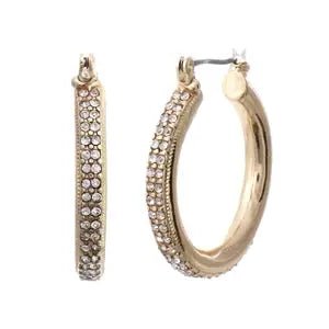 Gold 25mm Rhinestone Hoop Earring