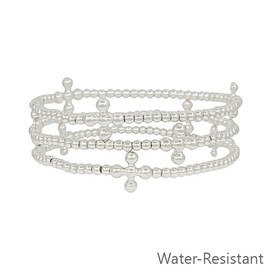 Water Resistant Silver Set of 3 Bracelets