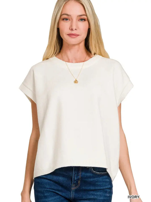 Ivory Viscose Sweater Vest