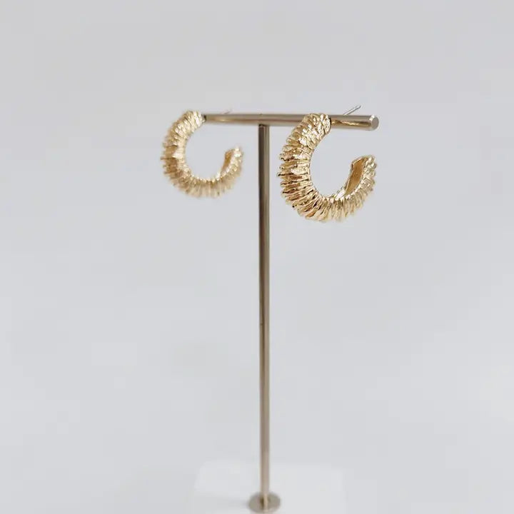 Gold Textured 1" Hoop Earring