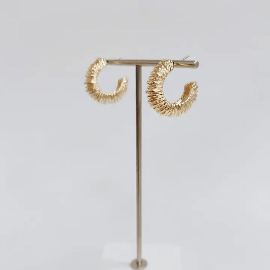 Gold Textured 1" Hoop Earring