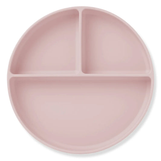 Pink Baby Plate with Suction and Divided Portions