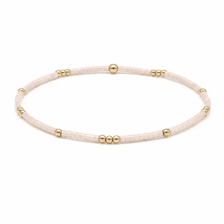 2mm Newport Palest Pink + Gold Filled Waterproof Bracelet
