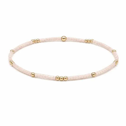 2mm Newport Palest Pink + Gold Filled Waterproof Bracelet
