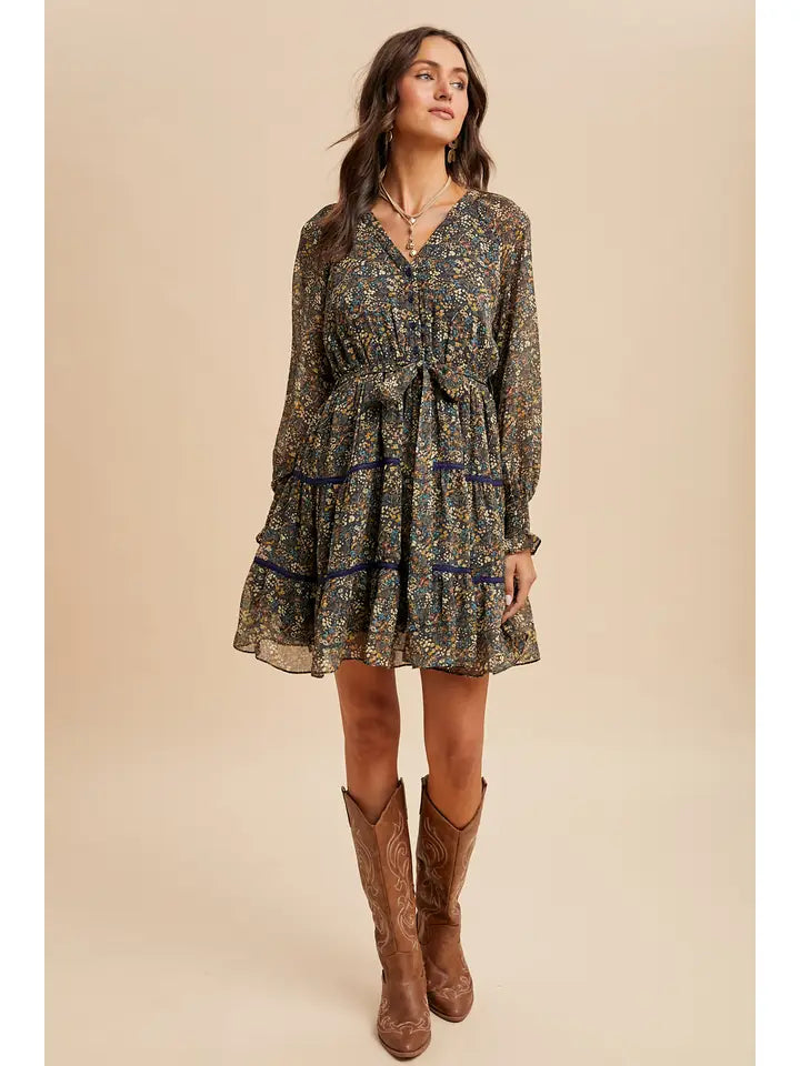 Floral Lace Overlay Mini Dress