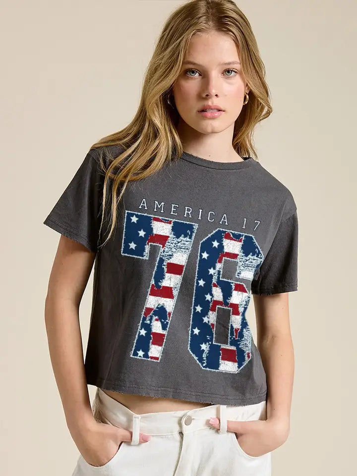 Black Puff America 1776 Denim Graphic Tee