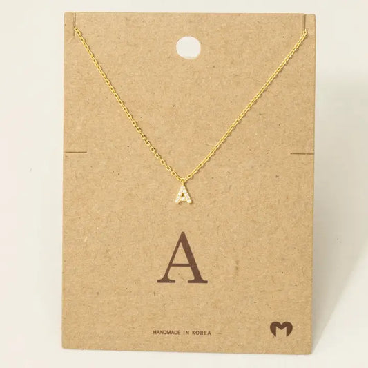 Mini Rhinestone Initial Necklace