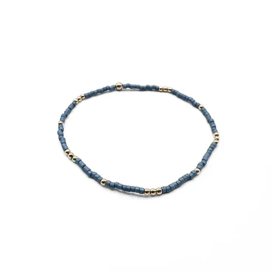 2mm Newport Denim Blue + Gold Filled Waterproof Bracelet