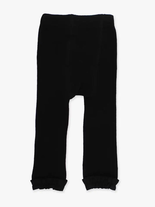 Girls Black Footless Ruffle Tights