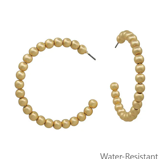 Water Resistant 2" 5mm Matte Gold Hoops