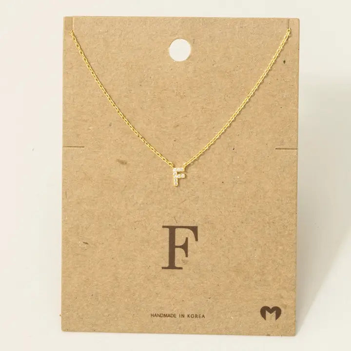 Mini Rhinestone Initial Necklace