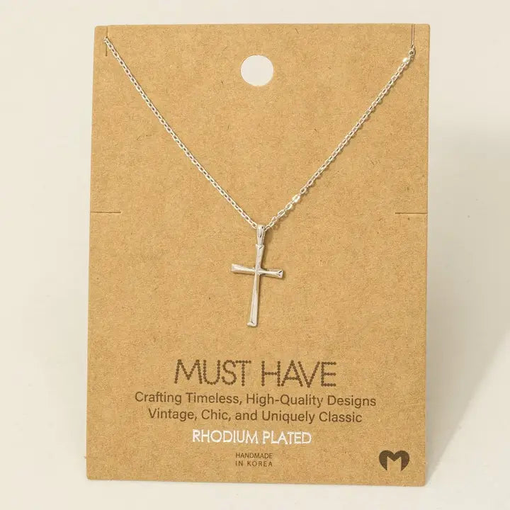 Silver Dipped Dainty Cross Pendent Necklace